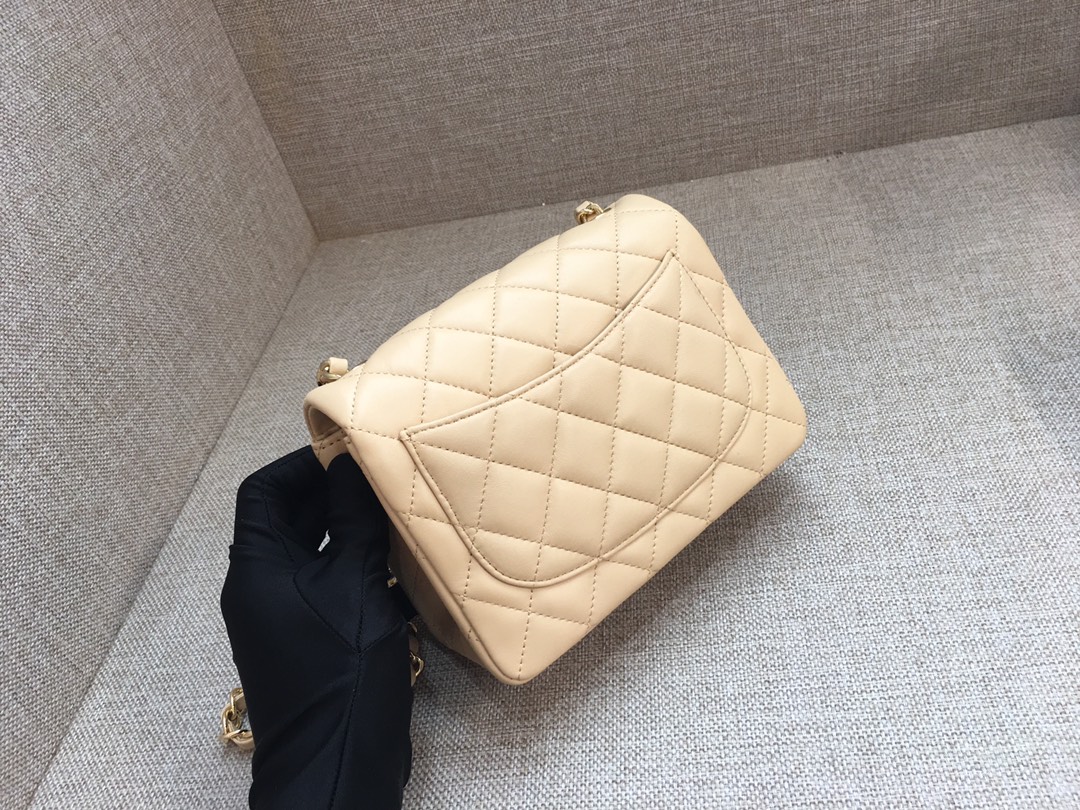 Mini Classic Flap Lambskin Bag A01115 Light Yellow/Gold